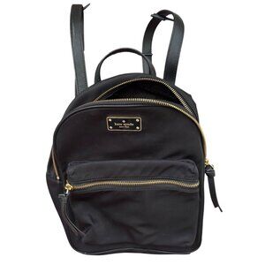 Kate Spade New York Black Nylon Mini Backpack .Gold Zippers & Adjustable Straps